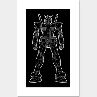 GUNDAM RX 78 2 OUTLINE LINE ART BLACK WHITE SKETCH Posters and Art